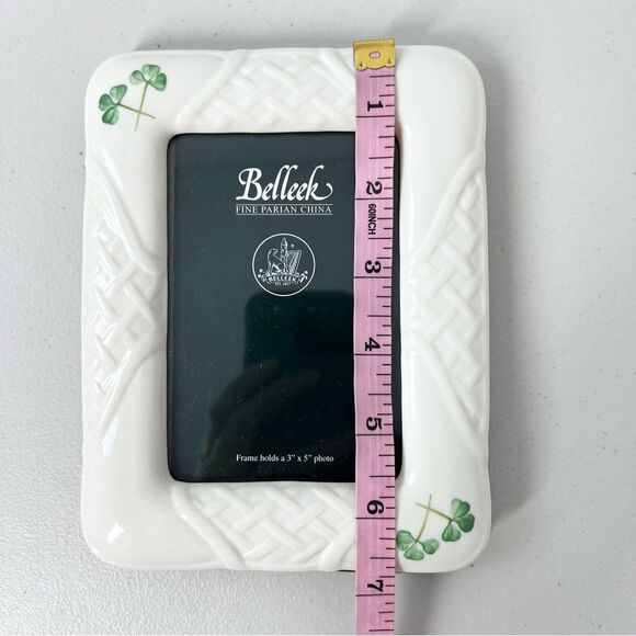 NIB Belleek Shamrock Trellis 3”x5” Parian China Made In Ireland Picture Frame - Picture 10 of 11